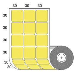 [80ESM30x30Am] Etiquetas Amarillas para Impresora Zebra SB 30x30mm x 4000 uds