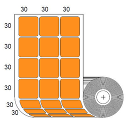 Etiquetas Naranjas para Impresora Zebra SB 30x30mm x 4000 uds