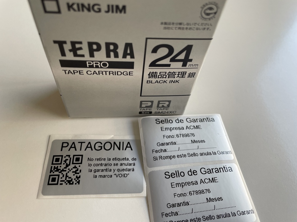 Etiqueta Plateada Control Activo Fijo Adhesiva 24mm Tepra Pro SM24XC