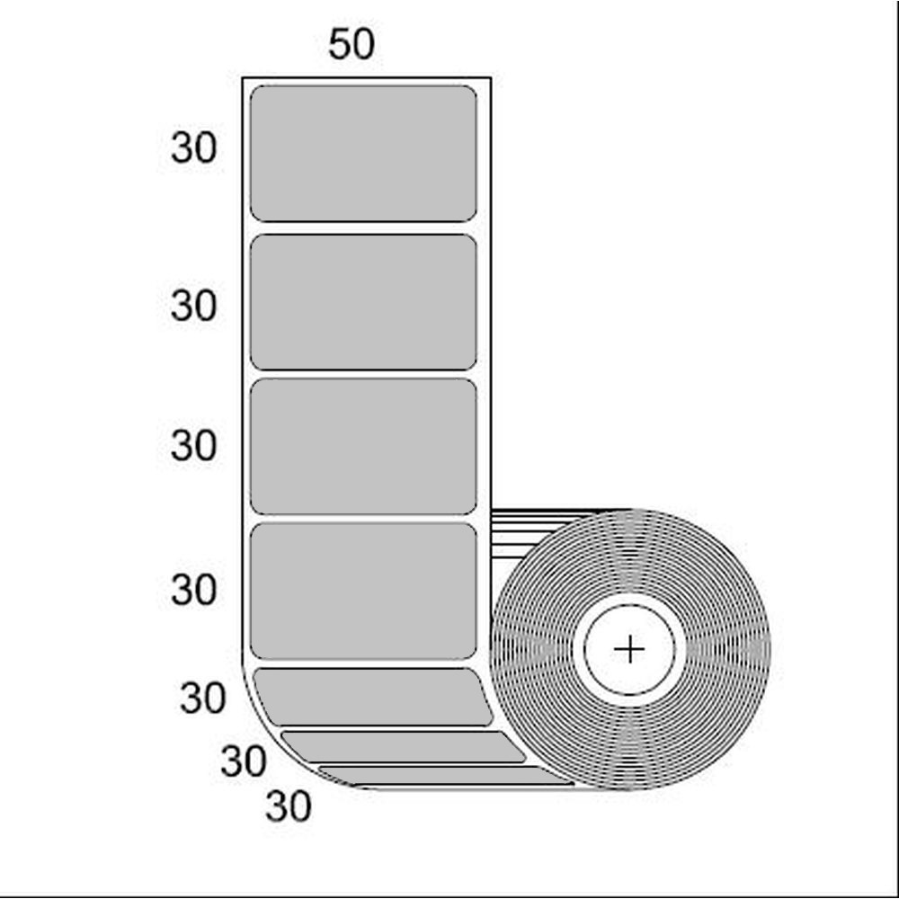 Etiq Void 30x50mm 1 Col x 2000 unids Plateadas