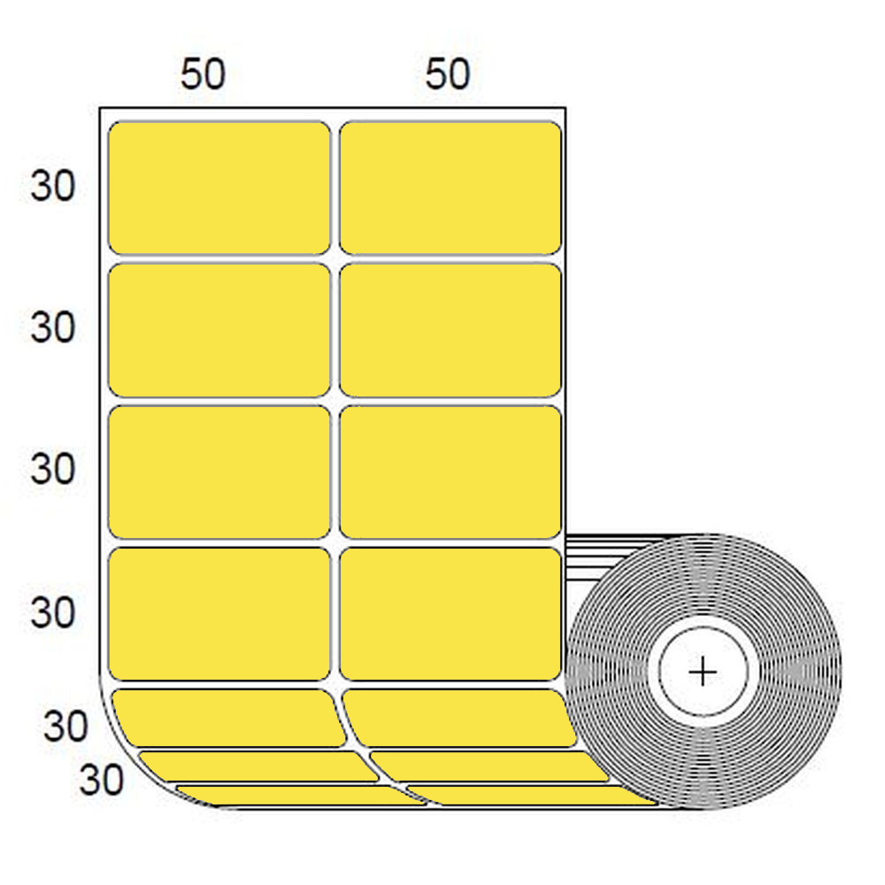 Etiquetas Amarillas para Impresora Zebra SB 30x50mm x 1500 uds