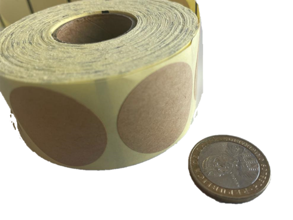 Rollo Etiquetas Zebra Adhesivas Kraft Redondas Diámetro 30mm x 500 unids
