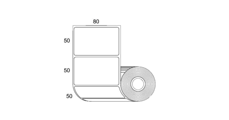 Rollo de Etiquetas Adhesivas Transparentes Plásticas 50x80mm x 500 unidades.