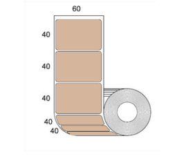 Rollo Etiquetas Zebra Adhesivas Kraft 40x60mm x 500 unids.