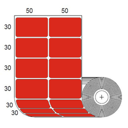 Etiquetas Rojas para Impresora Zebra SB 30x50mm x 1500 uds
